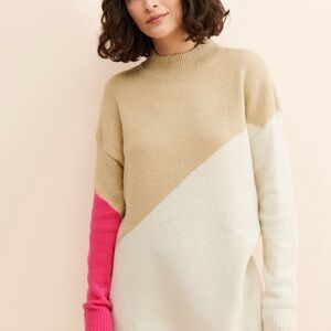 Anthropologie Tan, Cream, and Pink Sweater